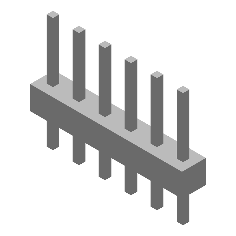 6 Pos Unshrouded Header, 2.54mm Pitch, Straight, 3A, Gold/Tin/Lead