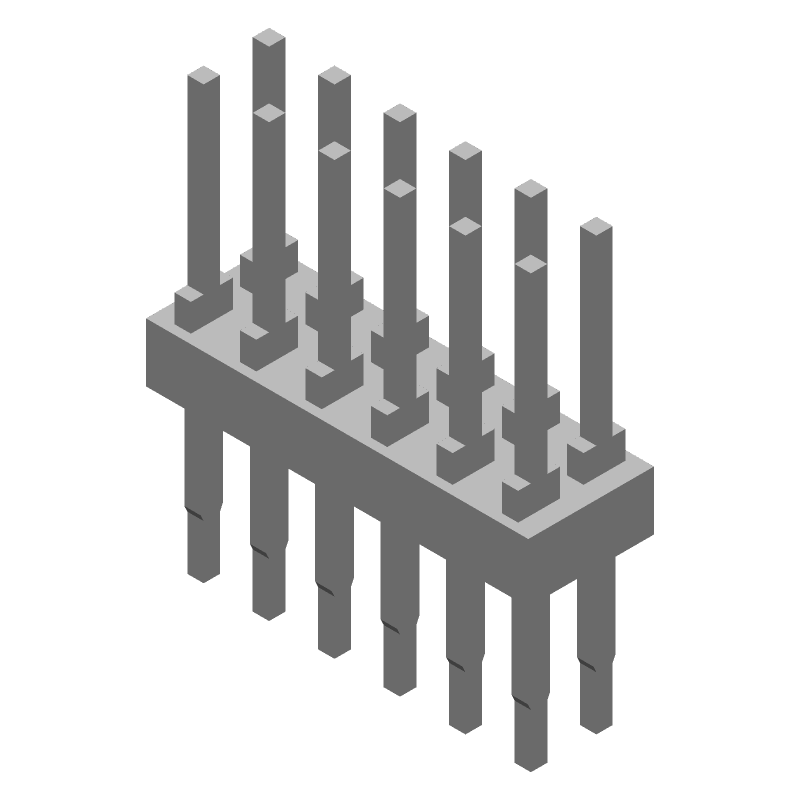 12 Pos 2.54mm Press Fit Header, Male, Gold, 3A, Straight, Thru-Hole