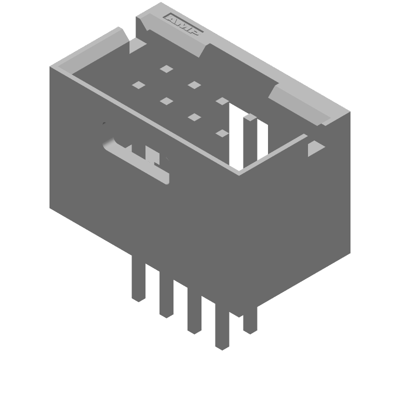 8 Pos 2.54mm Shrouded Header, Male Pin, Press Fit, Straight, Thru-Hole