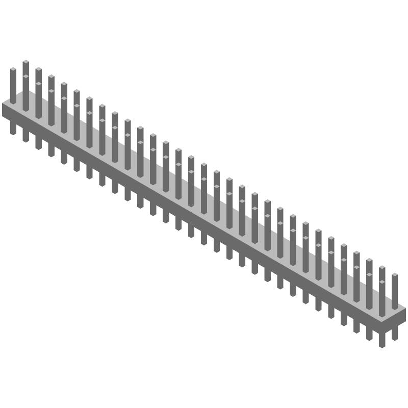 60 Pos 2.54mm Straight Header, Male, 3A, Gold/Tin/Lead
