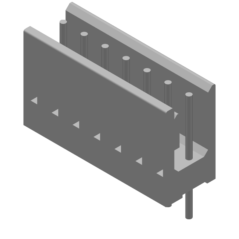 7 Pos Shrouded Header, 2.54mm Pitch, Straight, Gold/Tin Plated