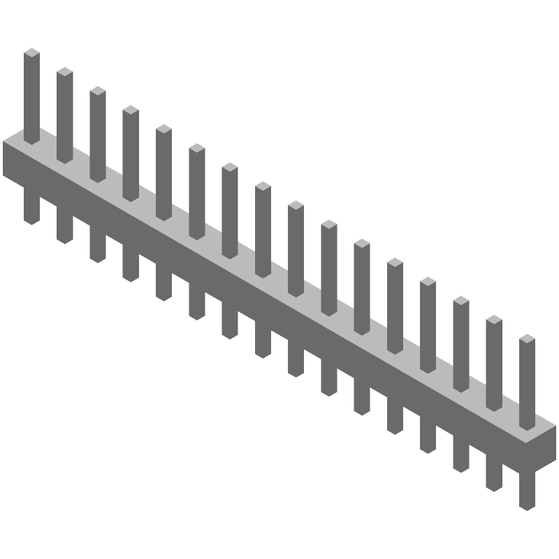 16 Pos 2.54mm Straight Header, 3A, Gold/Tin/Lead, Thru-Hole
