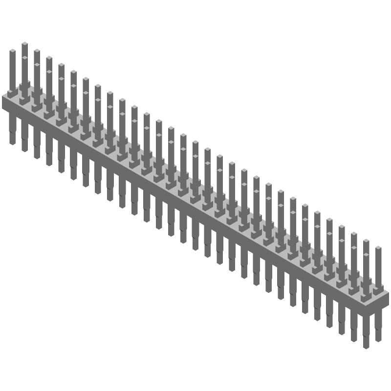 60 Pos 2.54mm Straight Header, Male Pin, 3A, Gold/Tin/Lead