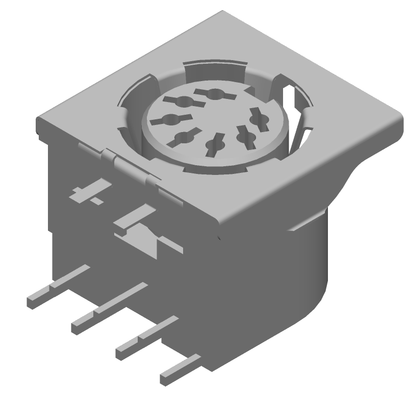 7 Pos Circular Connector, RA, Solder, 7.5A, Shielded, Male