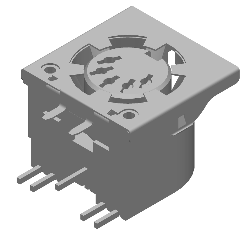 5 Pos Shielded Circular DIN RCP, Solder RA, 7.5A, 250V
