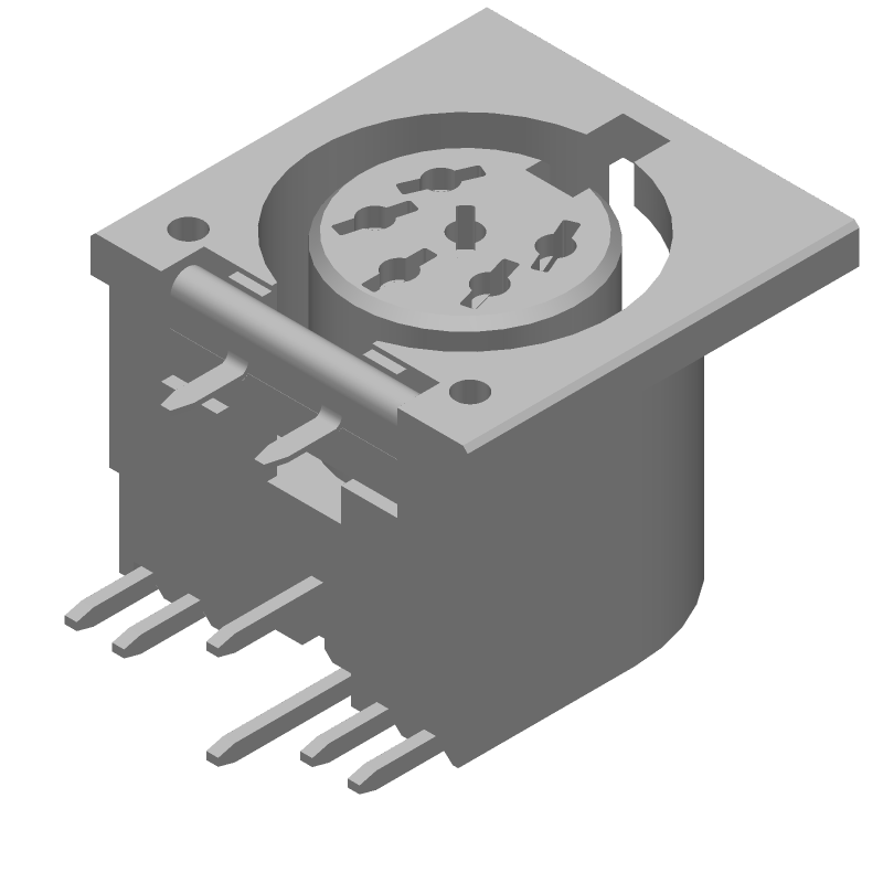 6 Pos Circular Connector, RA Solder, 7.5A, 250V, Shielded, Female