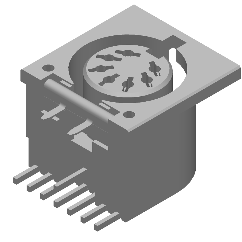 7 Pos Circular Connector, Female, Solder, Right Angle, 7.5A, 250V