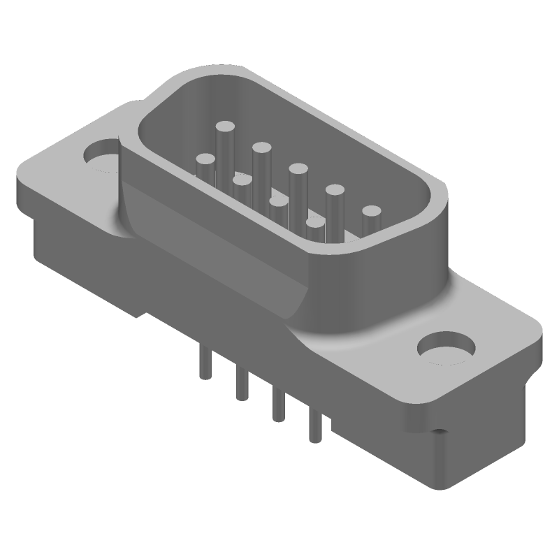9 Pos D-Sub Connector, Male, Signal, Gold/Tin/Lead, Solder, UL