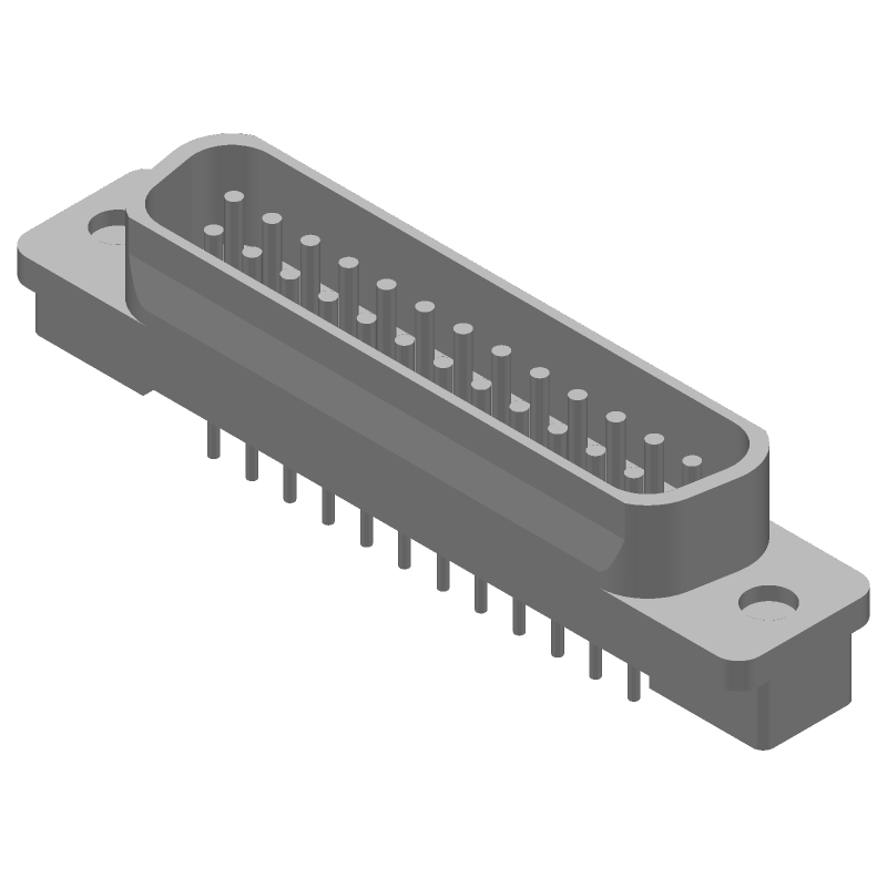 25 Pos Signal D-Sub Connector, Male, Straight, Solder, Gold/Tin/Lead