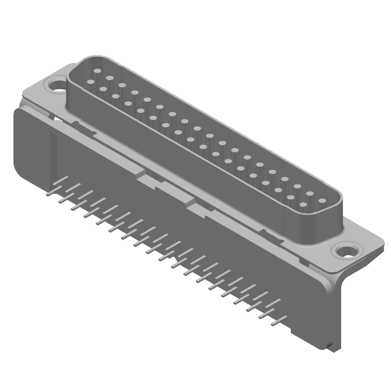 37 Pos D-Sub Connector, Right Angle, Male, Gold/Tin, Through Hole