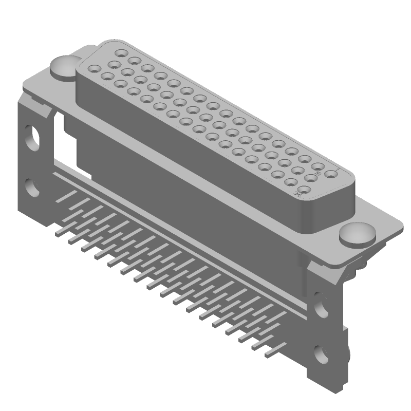50 Pos D-Sub Connector, Female, Right Angle, Through Hole, Gold/Tin Plated