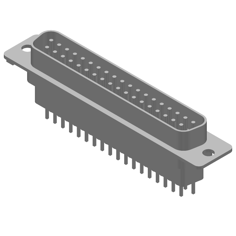 37 Pos D-Sub Plug, Male, Straight, Solder, Through Hole