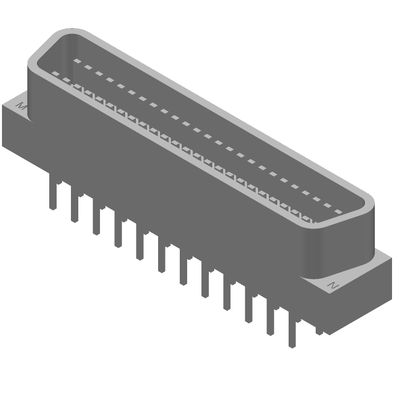 50 Pos 2 Row 0.05" Pitch Signal Connector, Gold, 1A, 100V, TH