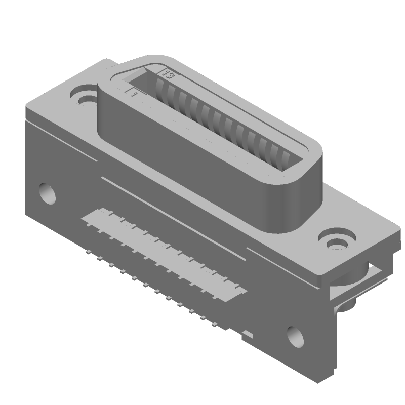 24 Pos Receptacle, Right Angle, Shielded, Solder, Copper Alloy