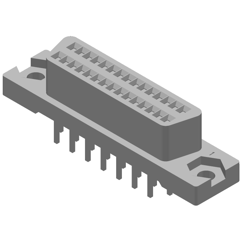30 Pos 2 Row Signal Plug, Gold Plated Bronze, 1A, 100V, Through Hole