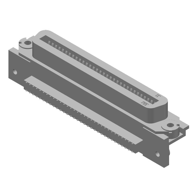 64 Pos Right Angle PCB Mount Signal Connector, Gold/Tin Plated