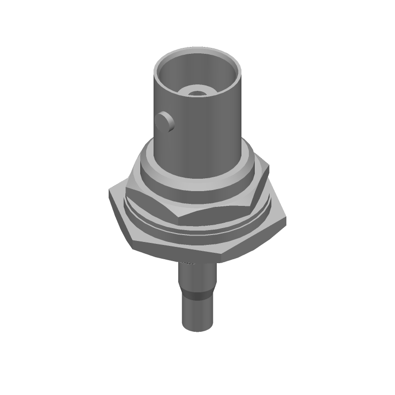 BNC RF Connector, 50 Ohm, Crimp, Straight, Panel Mount, Gold