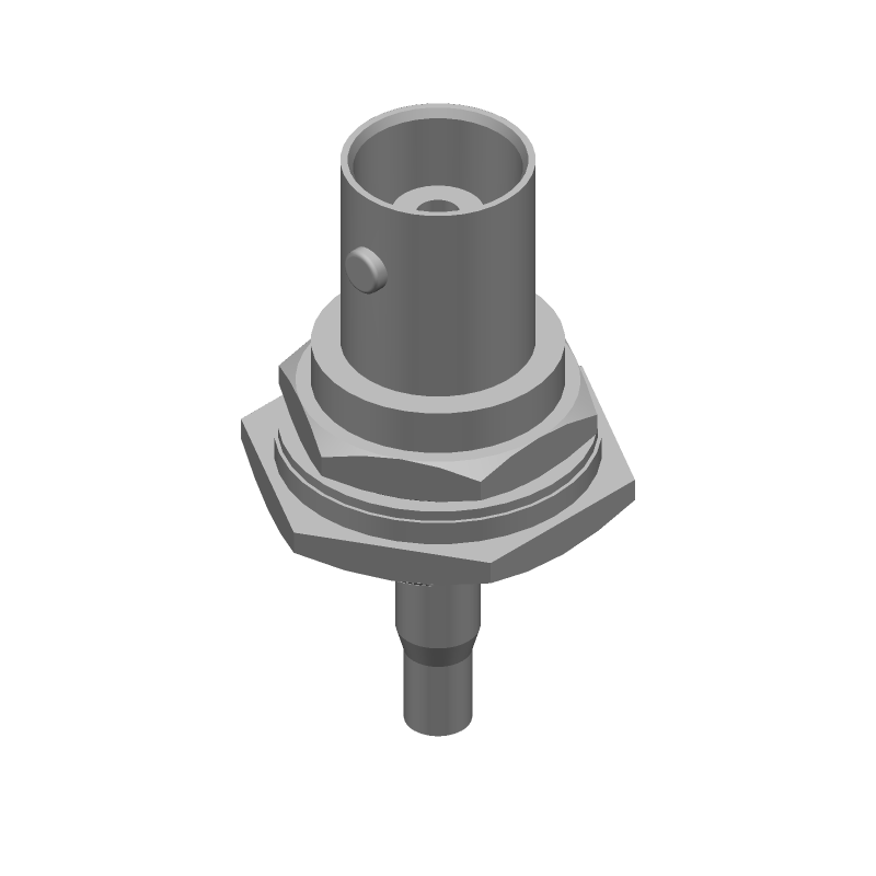 BNC RF Connector, 50 Ohm, Crimp, Straight, Panel Mount, Gold