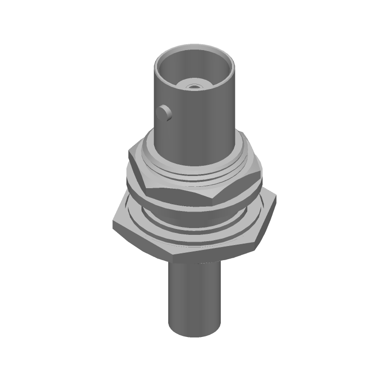 BNC RF Connector, 50 Ohm, Crimp, Panel Mount, Straight, Gold