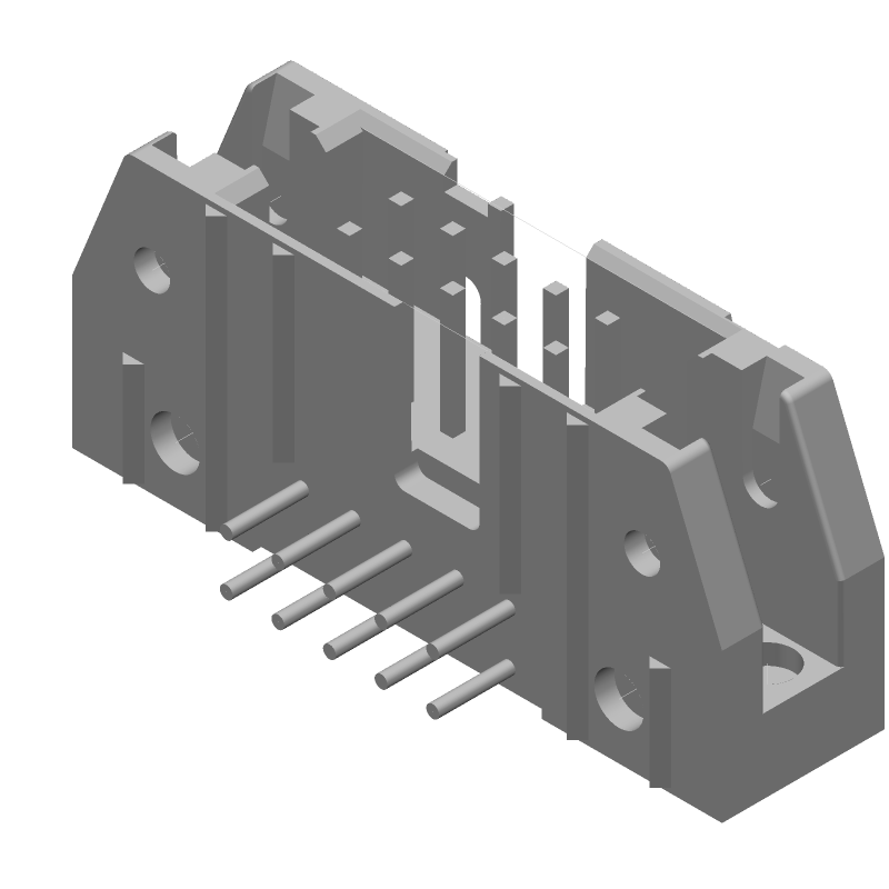 10 Pos 2.54mm RA Shrouded Header, Male, Solder, Thru-Hole