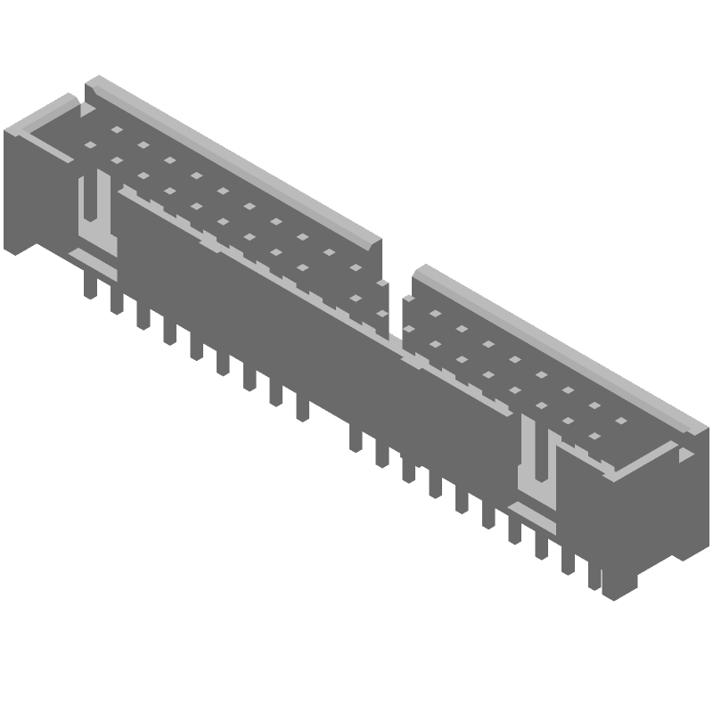 40 Pos 2.54mm Shrouded Header, Male, Gold, Solder, Thru-Hole