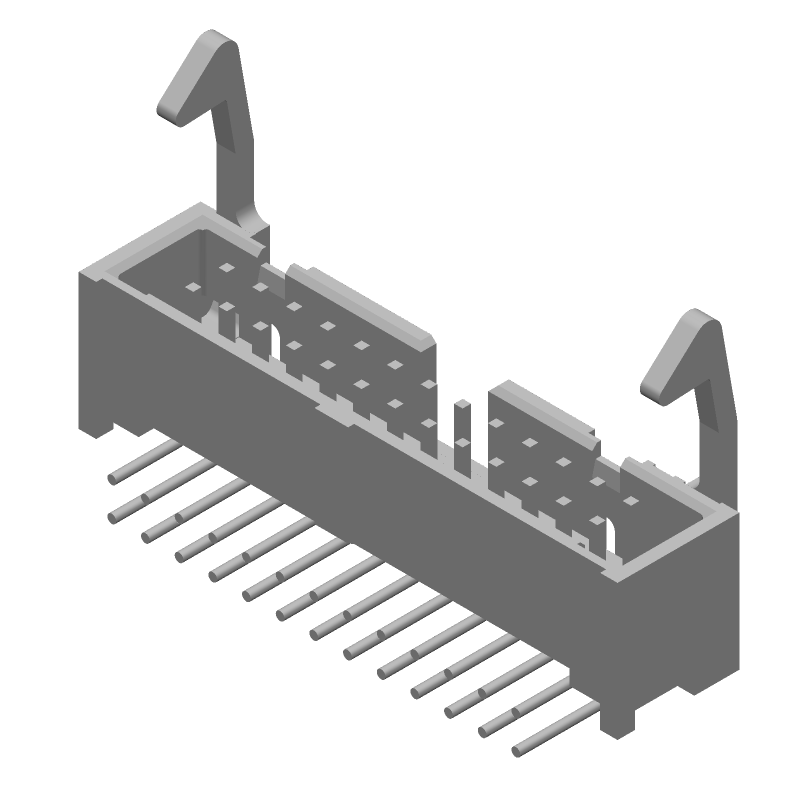 26 Pos 2.54mm RA Shrouded Header, Male Pin, 1A, Gold/Tin