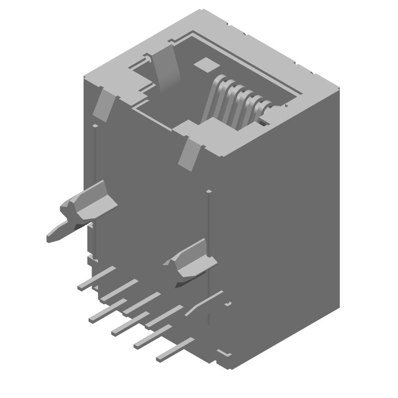 RJ11 Connector, 8 Pos, 1 Port, Shielded, RA Solder, Cat 3
