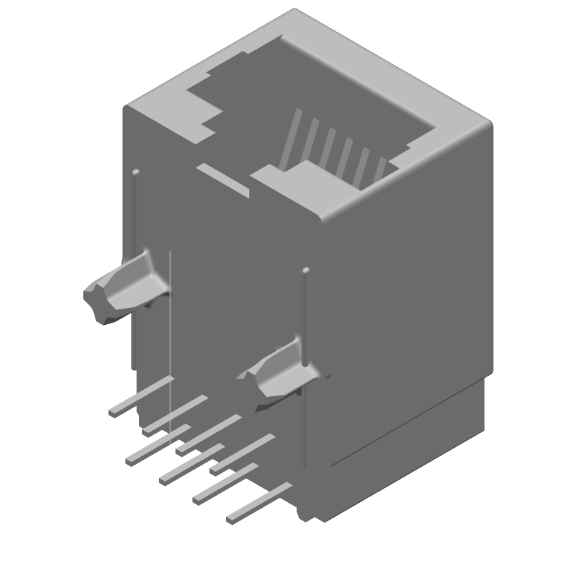 RJ11 Connector, 8 Pos, Right Angle, Solder, 1 Port, Cat 3