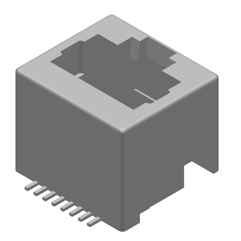 Conn RJ-45 F 8 POS 1.27mm Solder ST SMD 8 Terminal 1 Port Cat 3 T/R