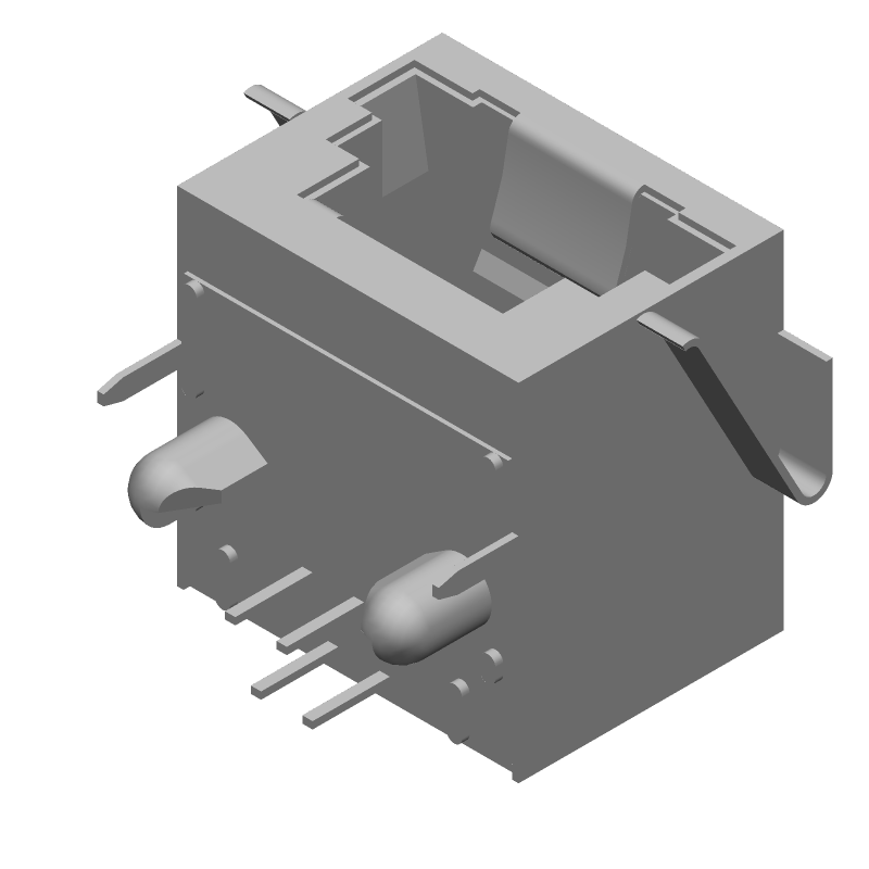 RJ11 Connector, 4 Pos, Signal, Gold Plated, Shielded, Right Angle, Thru-Hole