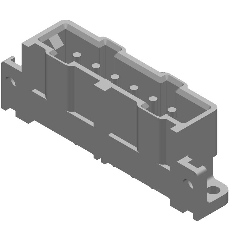 6 Pos Rectangular Connector, 7.5A, 600V, Male, Solder, Thru-Hole
