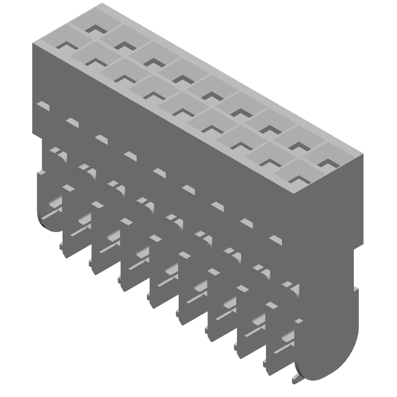 18 Pos 2.54mm IDC Socket Strip, Female, Straight, 3A