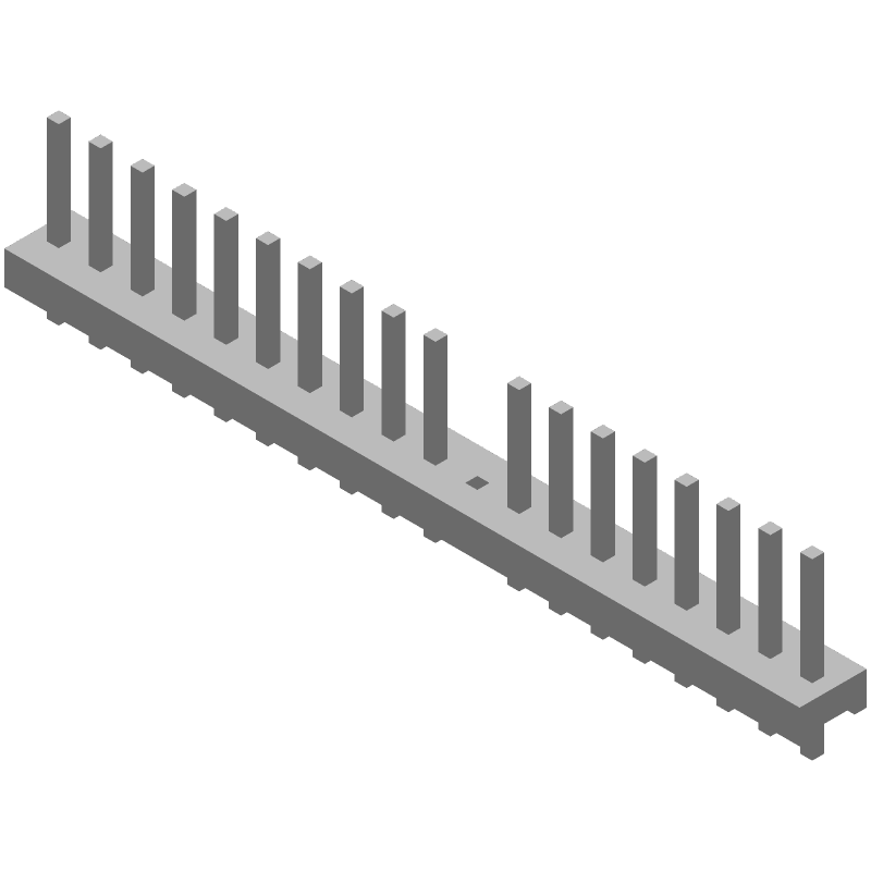 19 Pos 7A 600V Male Pin Header, Through Hole, .156" Pitch, Tin Plated
