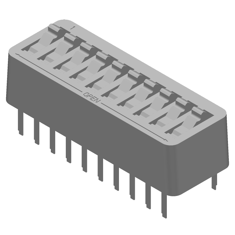 10 Pos SPST Rotary DIP Switch, Gold Plated, 1A, 40V