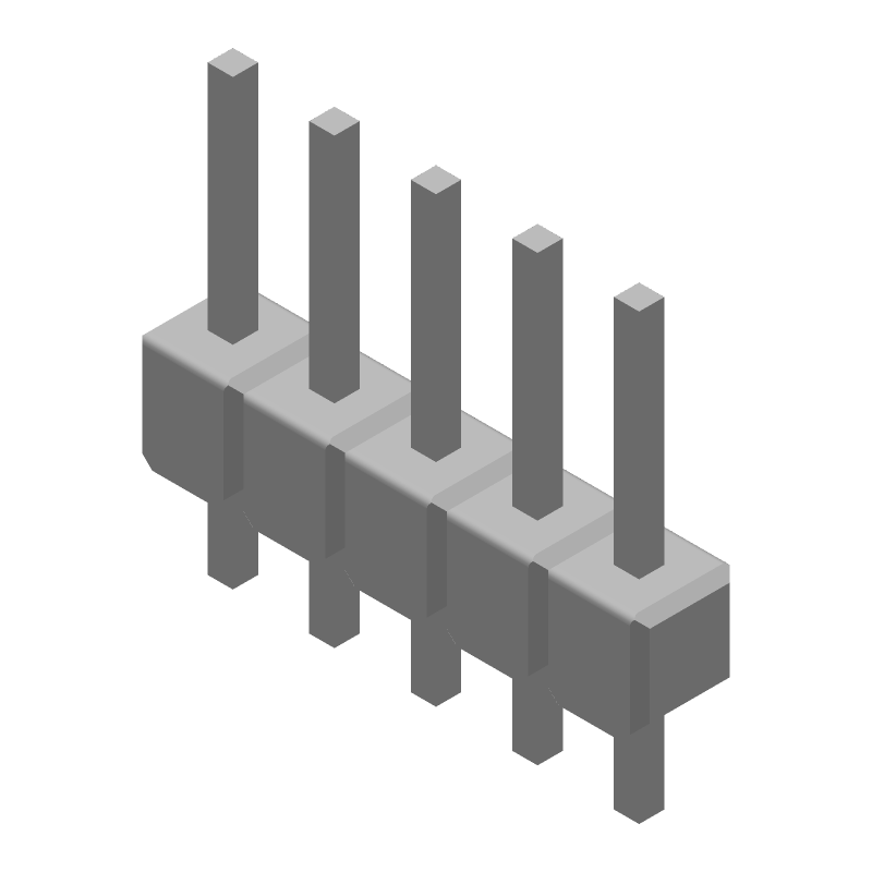 5 Pos 2.54mm Unshrouded Header, Gold/Tin Plated Bronze Pins, Thru-Hole