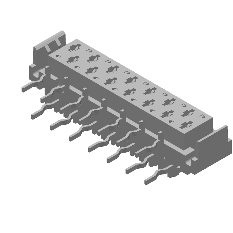 14 Pos 1.27mm RA Socket Header, 1.5A, Thru-Hole, Red