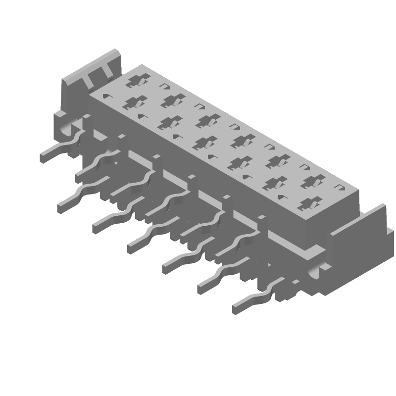 12 Pos 1.27mm RA Socket Header, 1.5A, Red, Thru-Hole