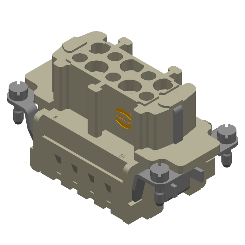 10 Pos Rectangular Connector, 16A, 500V, Crimp, Female, Grey
