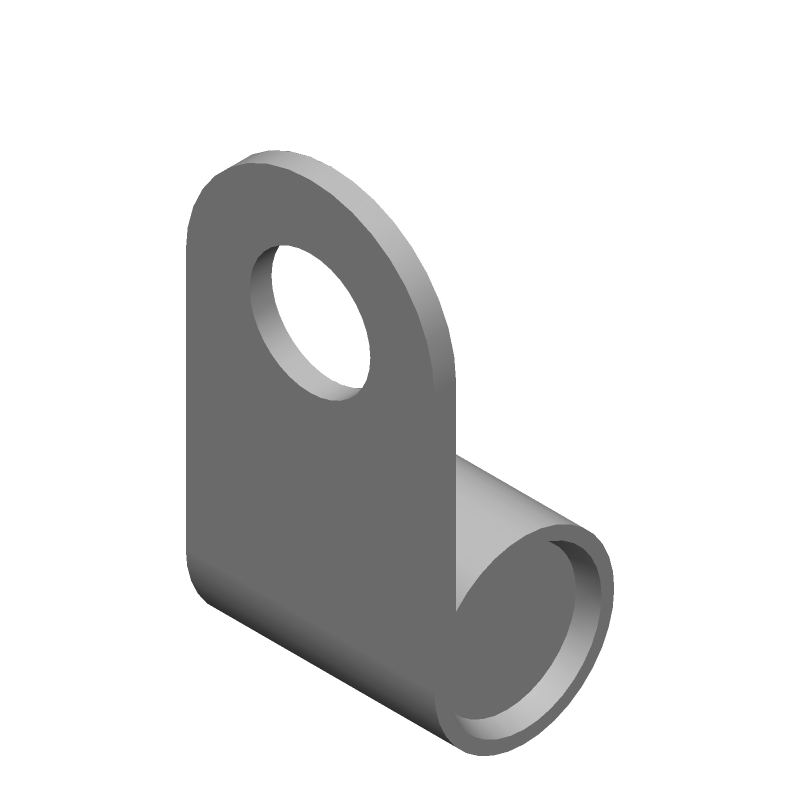 4AWG Copper Right Angle Flag Terminal, Tin Plated, 26.62mm