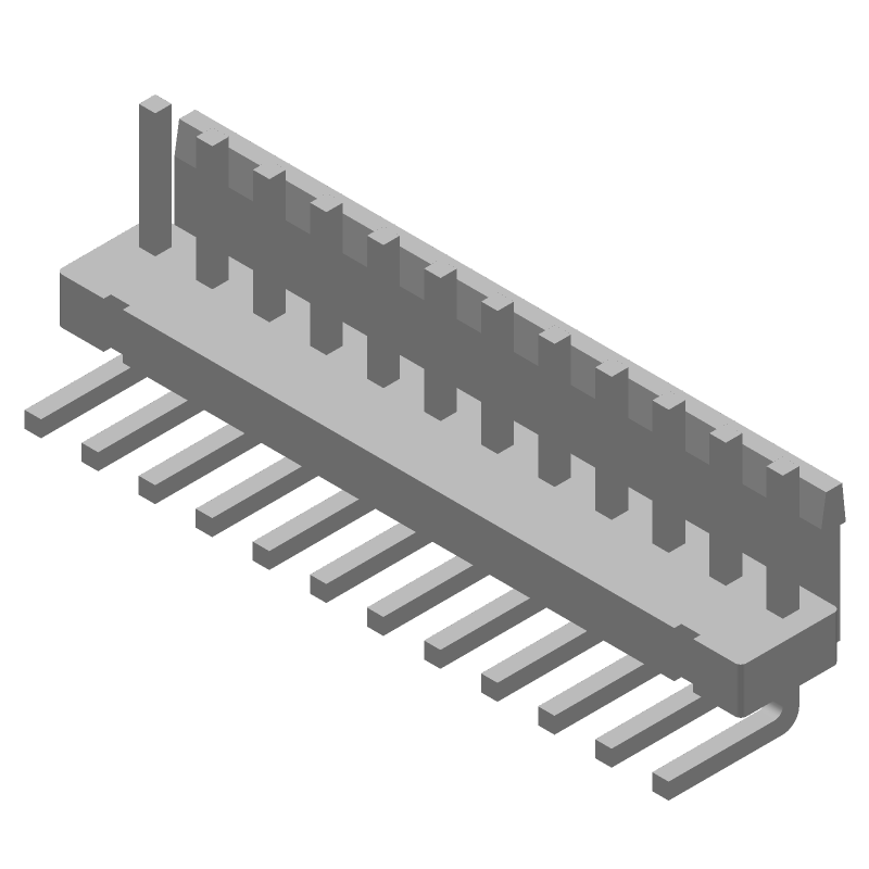 12 Pos Power Connector, 7.5A, 0.156" Pitch, RA, Wire-to-Board