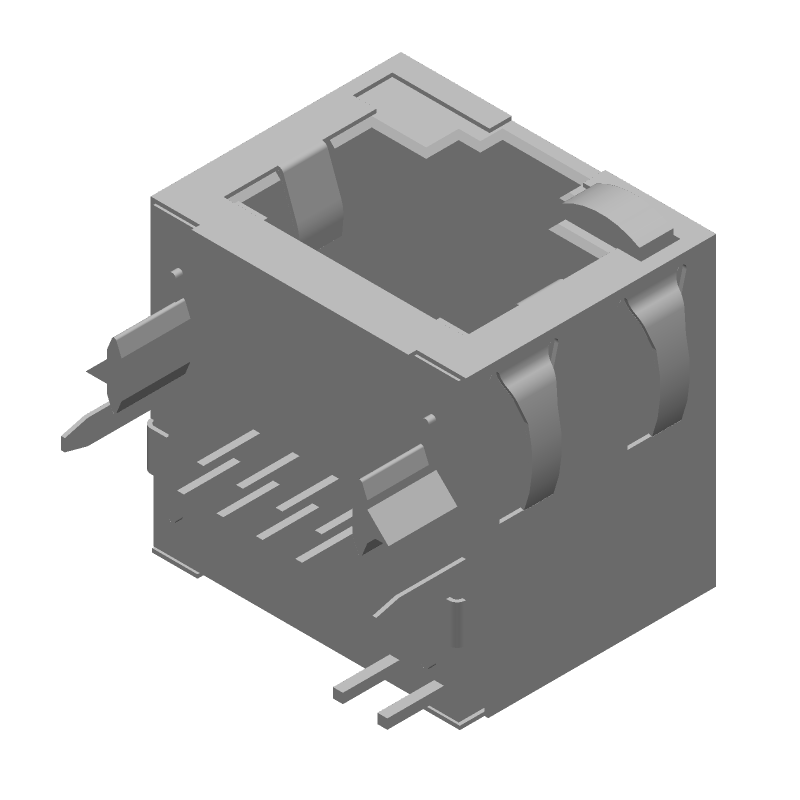RJ11 Connector, 8 Pos, Right Angle, Shielded, Solder, Thru-Hole