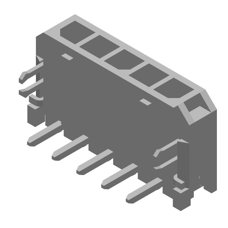 5 Pos Rectangular Power Connector, 5A, 250V, Right Angle, Through Hole