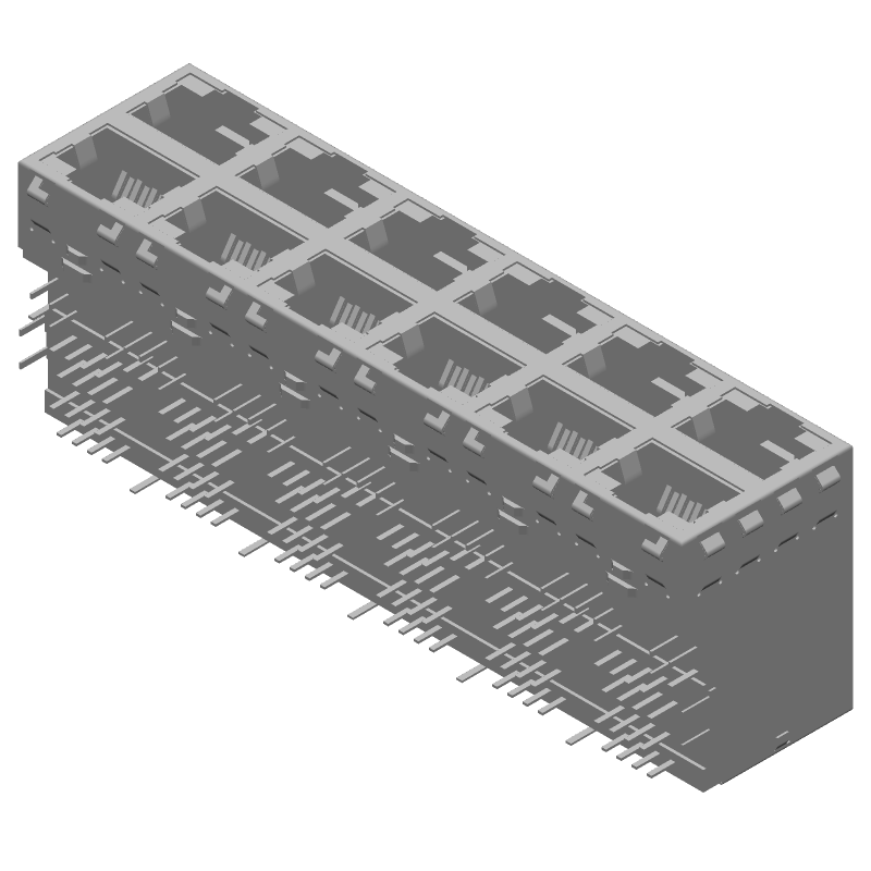 RJ11 Connector, 96 Pos, 2.03mm Pitch, Press-Fit, Shielded, RA