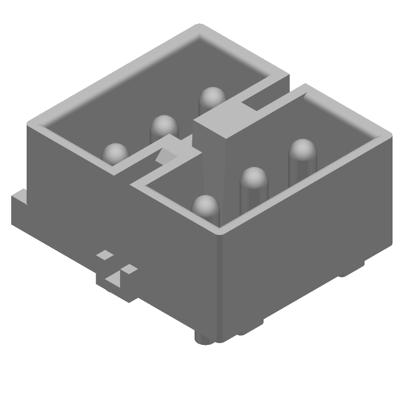 6 Pos Power Connector, 12A, Gold, Solder, Thru-Hole, Male