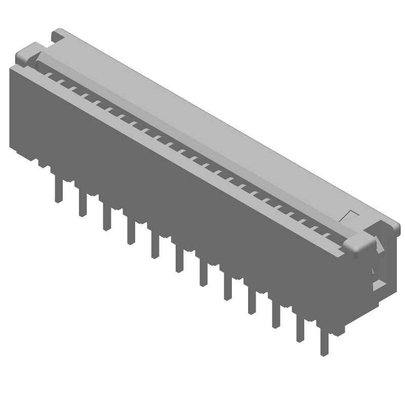 24 Pos FFC/FPC ZIF Conn, 1.27mm Pitch, Vertical, Thru-Hole