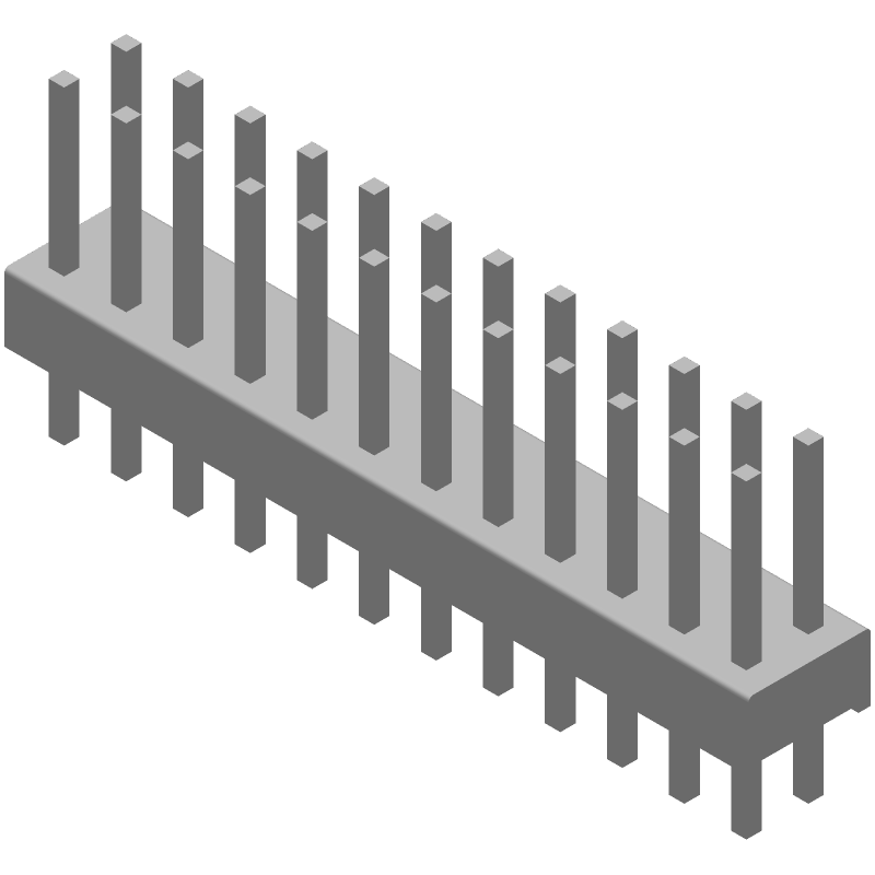 24 Pos 2.54mm Unshrouded Header, Male Pin, Tin, Thru-Hole