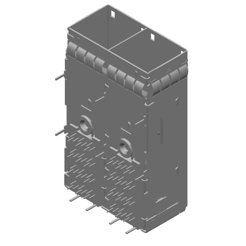 MiniSAS HD 1x2 Right Angle Female Connector, 72 Pos, Gold Plated