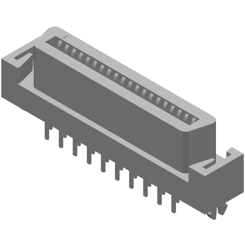 40 Pos Female Through Hole Connector, 1A, Gold/Tin, 0.05" Pitch