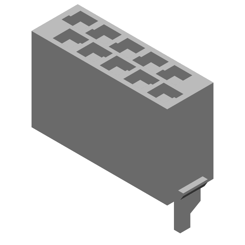 10 Pos Wire Housing, 1.27mm Pitch, Crimp, Straight, Red
