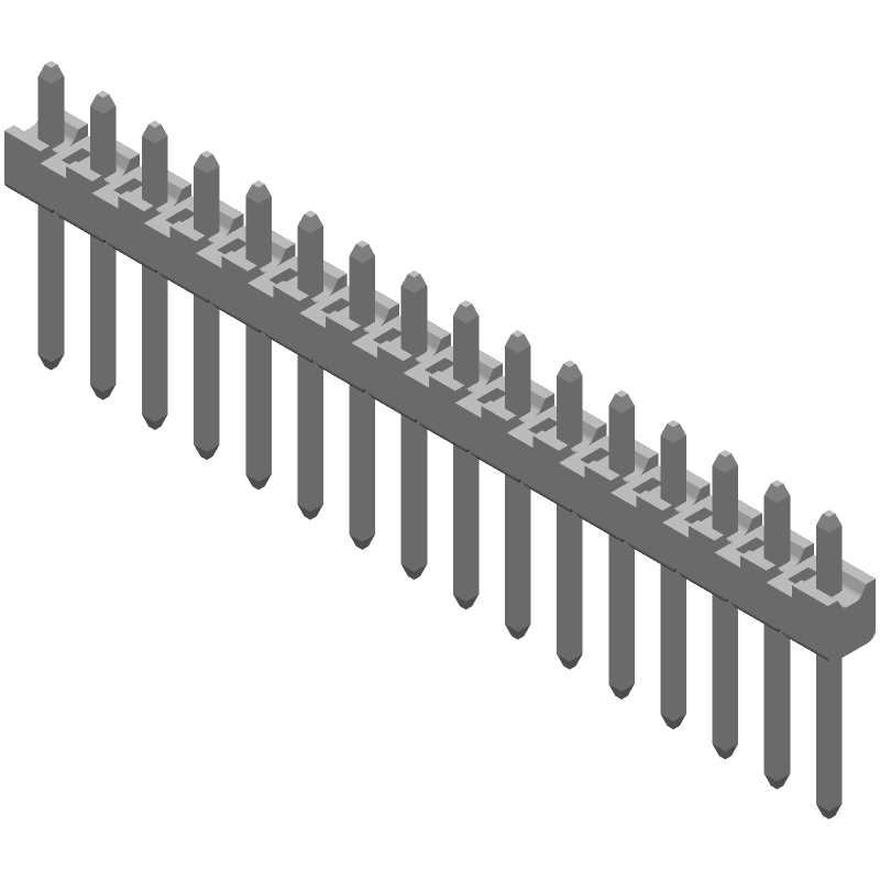 16 Pos 2.54mm Unshrouded Header, Male, Straight, Solder, Thru-Hole